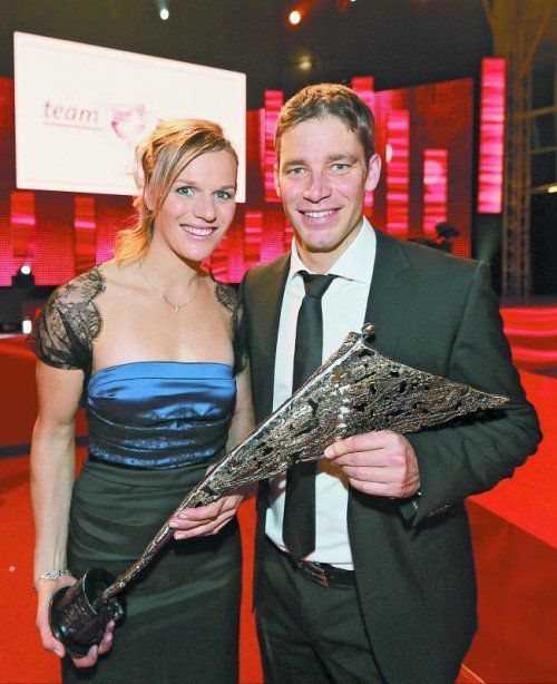 Erfolge im Doppelpack von Marlies Schild und Benjamin Raich. Nach jeweils 36 Weltcuperfolgen ist die Bilanz beim Skipaar ausgeglichen. Foto: gepa