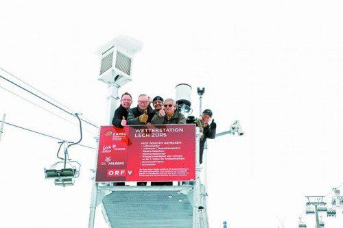 V. l. ORF-Landeschef Markus Klement, Bgm. Ludwig Muxel, Manfred Bauer (ZAMG), Liftechef Michael Manhart und Tourismusdir. Hermann Fercher.
