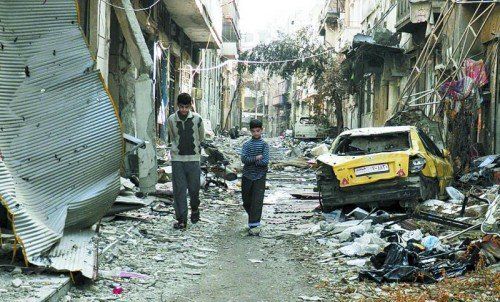 Der Zugang zu Not leidenden Menschen in Homs ist trotz einer Einigung noch nicht möglich, wie UNO-Hilfsorganisationen berichten. Foto: RTS