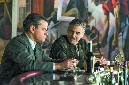 Matt Damon und George Clooney in „Monuments Men – Ungewöhnliche Helden“. Foto: AP