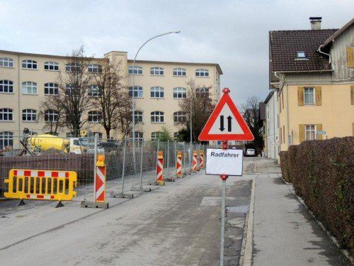 Sperre wegen Bauarbeiten beim Maggi-Areal in Bregenz.