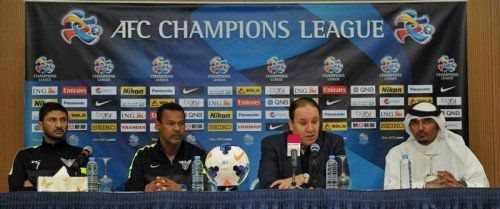 Lassaad Chabbi (l.) bei der PK mit seinem Chef Nabil Maaloul. Privat