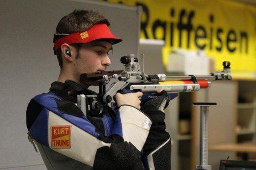 Thomas Mathis (USG Hard) holte sich mit 201,3 Ringen im Finaldurchgang den Titel im Luftgewehrbewerb der Männer. Foto: schwämmle