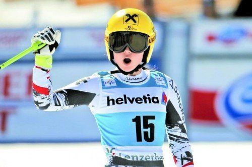 Anna Fenninger erfüllte sich mit einem zweiten Platz im Super-G in Lenzerheide den Traum vom Gesamtweltcup. Foto: gepa