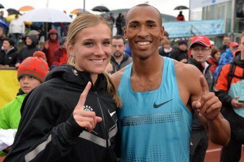 Die 2013-Sieger Brianne Theisen-Eaton (l.) und Damian Warner haben ihre Teilnahme am 40. Hypo-Meeting (31. Mai/1. Juni) zugesichert. ap