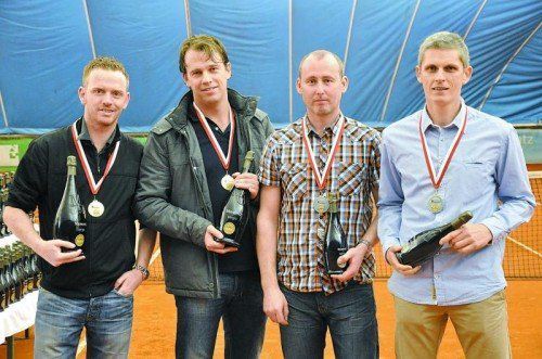 Die Finalisten im Herren-Doppel 35 (v. l.): Christoph Birnbaumer, Matthias Schwärzler, Michael Schnetzer und Peter Peham. Fotos: privat