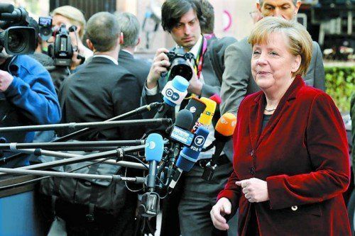 EU-Gipfel mit deutscher Bundeskanzlerin Angela Merkel gestern in Brüssel: Visa-Gespräche mit Russland werden ausgesetzt. Foto: Reuters