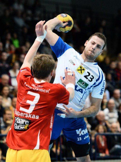 Marko Krsmancic wurde in Krems als „Men of the Match“ ausgezeichnet und war mit sechs Treffern erfolgreichster Harder Werfer. Foto: Diener
