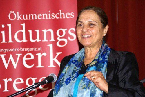Sumaya Farhat-Naser strahlt Lebensfreude in Terrorumgebung aus.
 Foto: Thüringer