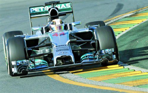 Trainingsbestzeit am ersten Tag, Lewis Hamilton und Mercedes wurden der Favoritenrolle gerecht. Foto: apa