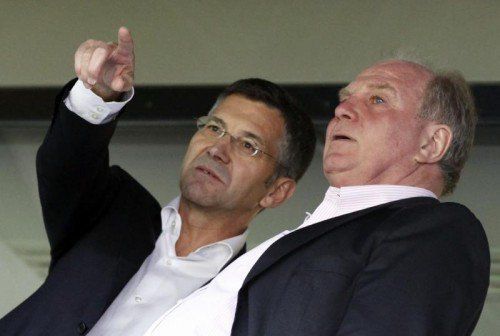 Uli Hoeneß (r.) mit adidas’ CEO Herbert Hainer. Foto: Reuters