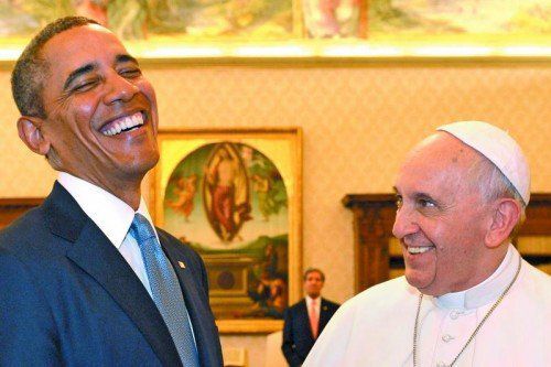 US-Präsident Barack Obama beim ersten Kennenlernen mit Papst Franziskus im Apostolischen Palast. Foto: REUTERS