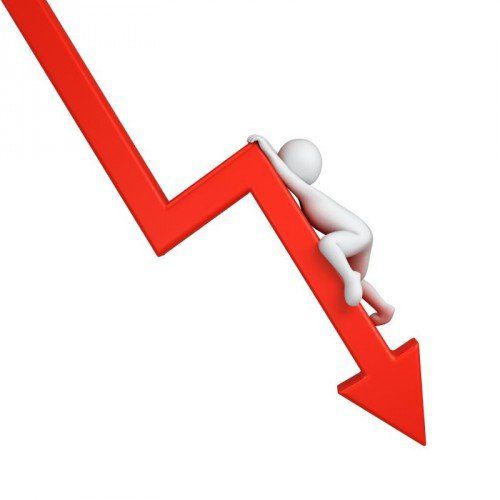 red graph down with clambering 3d human
