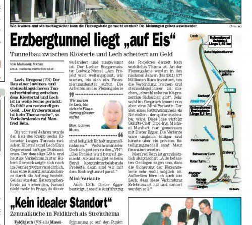 Sorgten bereits vor zehn Jahren für Debatten in den VN: Pläne für einen Erzbergtunnel am Arlberg.