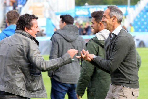 Trainer Adi Hütter (r.) und Manager Christian Haas sind das „Gesicht“ des SV Grödig. Foto: gepa