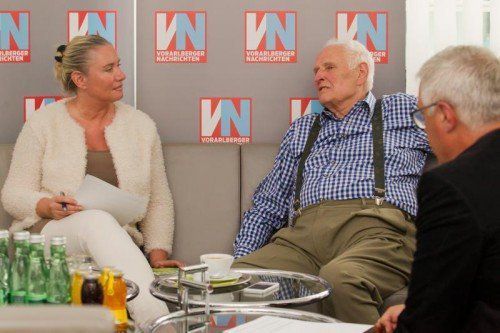 „Es ist nie zu spät, neue Wege zu beschreiten“: Wissenschafter Friedrich Schmidt-Bleek als VN-Gast.  Foto: VN/Steurer