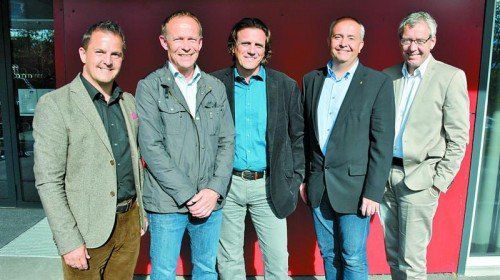 Jürgen Kessler, Franz Kopf, Gerd Hölzl, Manfred Böhmwalder und Karlheinz Rüdisser (v. l.). Fotos: A. Fritz