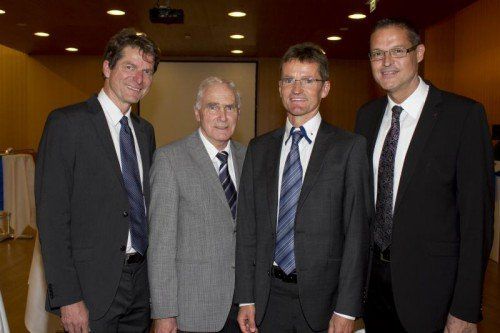 Luden zur Jubiläumsfeier (v. l.): Präs. Thomas Bischof,Preisträger Elmar Troy, Geschäftsführer Bernd Klisch und Landesrat LR Christian Bernhard.