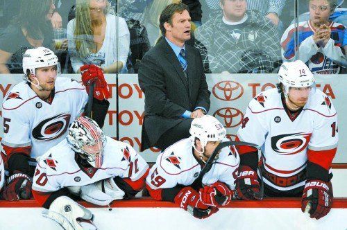 Mike Murphy im Dress von Carolina – der neue Bulldogs-Torhüter kam zweimal in der NHL zum Einsatz. Foto: ap