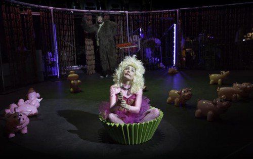Das Schwein Gloria verliebt sich in einen Metzger – der einzige, der ihr helfen kann, ist das Wildschwein Rodrigo. foto: bregenzer festspiele/gillian keith