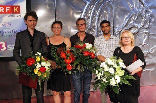 Die Preisträger Michael Fehr, Gertraud Klemm, Tex Rubinowitz, Senthuran Varatharajah und Katharina Gericke. FOTO: APA