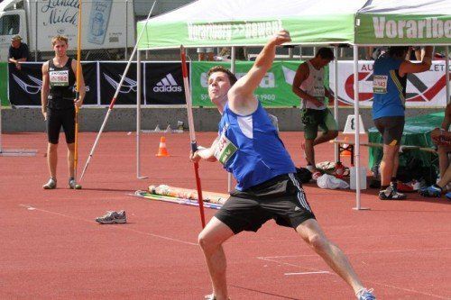 Felix Rümmele vom ULC Dornbirn holte in Innsbruck im Speerwurf die einzige Goldene für Vorarlberg. Fotos: schwämmle