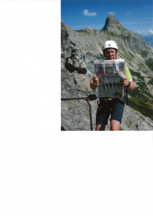 Arno Öttl vor spektakulärer Kulisse am Klettersteig Saula/Rhätikon hat die Jury ebenfalls begeistert.
