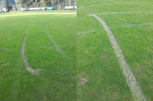 Die Reifenspuren hinterließen erhebliche Schäden.  FC Wolfurt