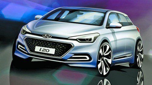 Eine erste Zeichnung des neuen Hyundai i20, der in Paris seine Weltpremiere feiern wird. Foto: werk