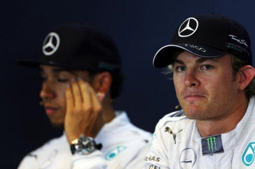 Lewis Hamilton und Nico Rosberg: Den beiden Silberpfeilen droht ein unangenehmes Saisonfinale. Foto: GEPA