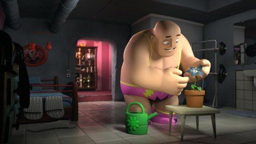 Szene aus dem siebenminütigen Film „HARALD“ , der am 8. August gezeigt wird. Harald ist Wrestler, aber liebt Blumen. Foto: Alpinale