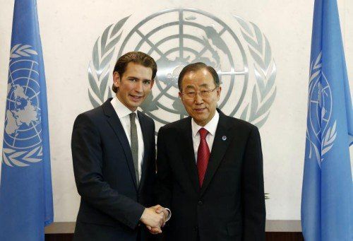 Außenminister Kurz mit UN-Generalsekretär Ban Ki-moon. Foto: APA