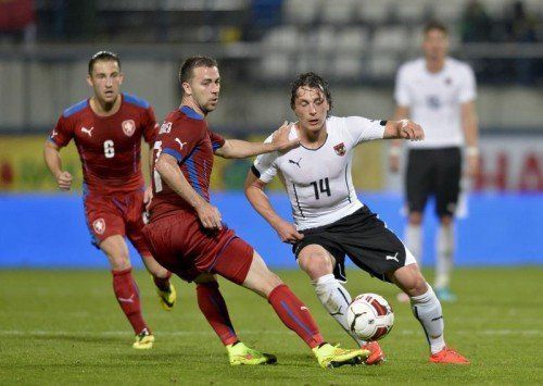 Gegen Tschechien erzielte Julian Baumgartlinger (r.) sein erstes Länderspieltor. Am Montag hofft er auf einen Einsatz gegen Schweden. Foto: apa