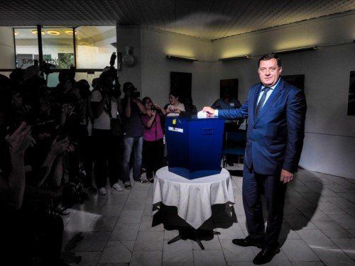 Der Präsident der Republika Srpska, Milorad Dodik, schritt in seiner Heimatstadt Laktasi zur Wahl. Foto: MK