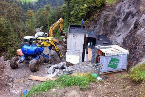 Die Arbeiten am neuen, 120 Kubikmeter fassenden Hochbehälter sind bereits weit fortgeschritten. Foto: VN/J. Schwald