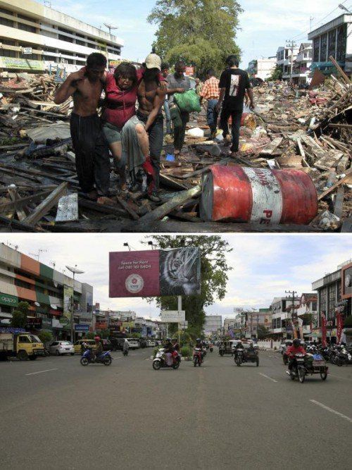 Tod und Verwüstung in Banda Aceh. Heute ist davon nichts mehr zu sehen.  Foto: EPA