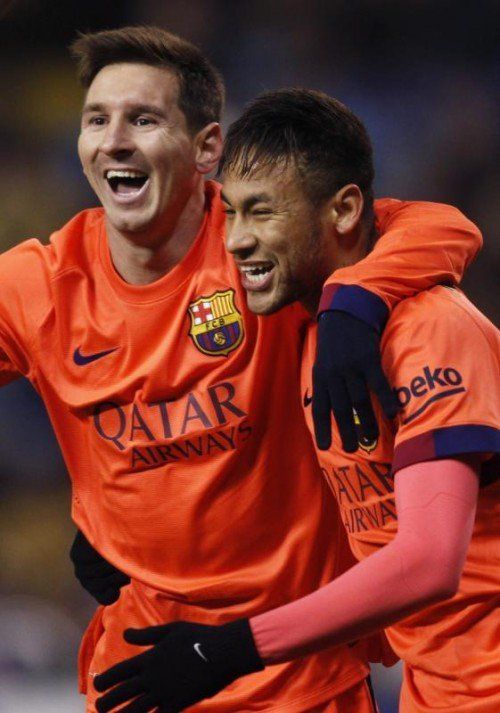 Der Brasilianer Neymar (r.) freut sich mit Lionel Messi. Foto: reuters