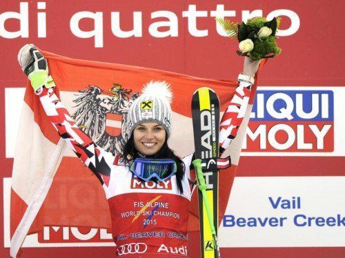 Anna Fenninger fuhr bei der Ski-Weltmeisterschaft in Vail und Beaver Creek mit Head-Ski aufs Podest. Foto: APA