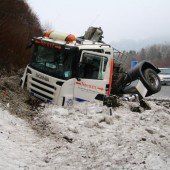 Auf der A 14 umgekippt
