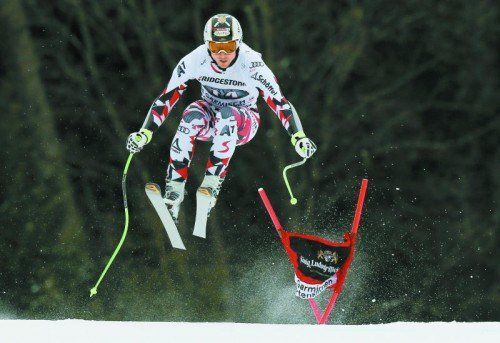 Zwei Bestzeiten auf der Kandahar-Abfahrt, Hannes Reichelt ist heute in Garmisch der Favorit. Foto: Reuters