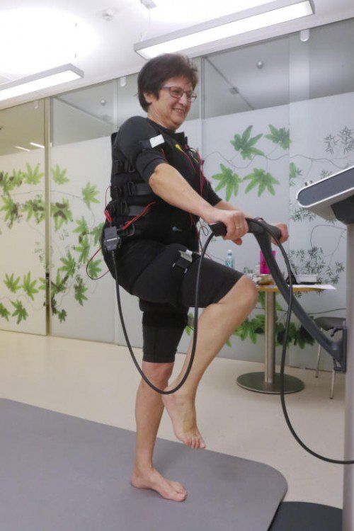 Maria Enzinger hatte den Dreh beim EMS-Training schnell heraus.