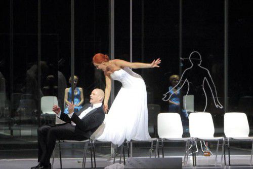 Neue „Lulu“-Inszenierung in München: Marlis Petersen in der Hauptrolle, Bo Skovhus als Dr. Schön. Foto: Staatsoper/Hösl