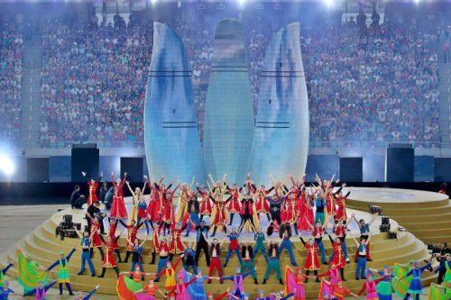 BAKU,AZERBAIJAN,28.JUN.15 - European Games Baku, Closing Ceremony. Image shows a showact.
Photo: GEPA pictures/ Markus Oberlaender