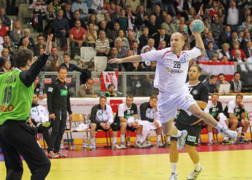 Neo-Teamkapitän Robert Weber und Co. treffen morgen zum Abschluss der EM-Qualifikation in Kiel auf Deutschland. Foto: gepa