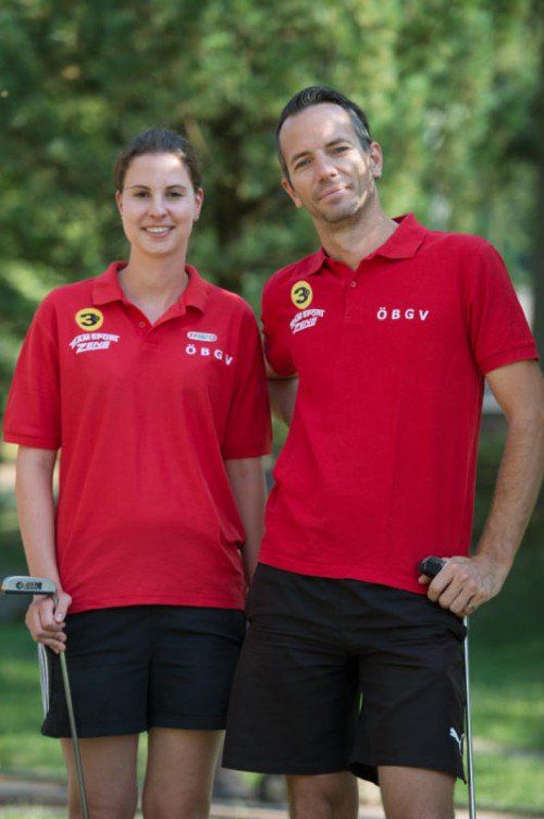 Die aktuell stärksten heimischen Bahnengolfer: Lara Jehle (l.) und Günter Inmann.