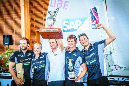 Die YC-Bregenz-Crew (v. l.): Jodok Küng, Anne Mähr, Max Trippolt, Benedikt Höss und Hanns Sohm.