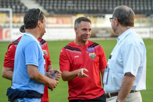 Altach-Präsident Karlheinz Kopf (rechts) und Coach Damir Canadi. gepa