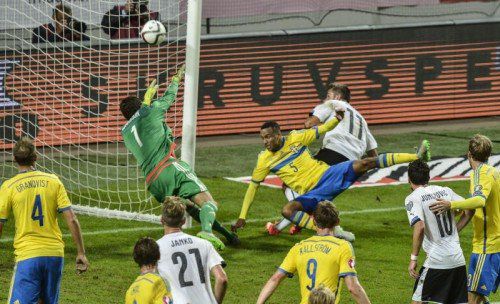 Das 2:0 für Österreich durch Martin Harnik (Nummer 11) kurz vor der Pause war die Vorentscheidung im Spiel gegen Schweden.