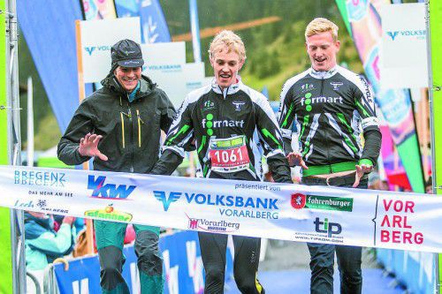 Die schnellste Staffel des Tages mit Thomas Berchtold, Jakob Mayer und Paul Lucas Grabher (v.l.).
