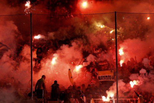 Feurig ging es in Saloniki zu, beim Cupspiel im März gegen AEK.